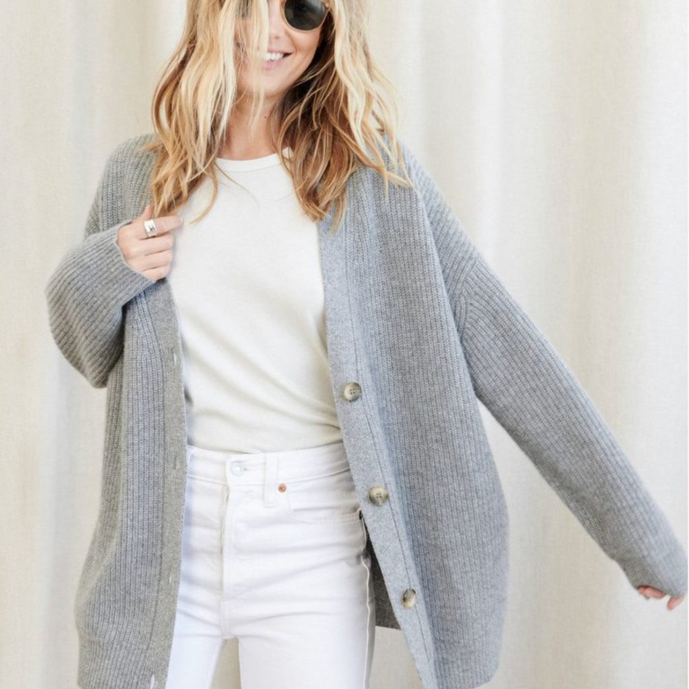 Jenni Kayne Sweater NWT $445 Cashmere Cocoon Cardigan M Grey